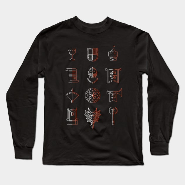 Dark Ages Knight Theme Symbols Icons Long Sleeve T-Shirt by BurchCreativeDesign
